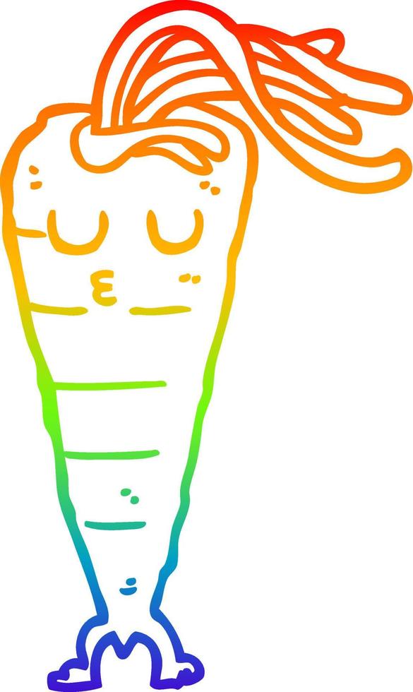 rainbow gradient line drawing cartoon carrot vector