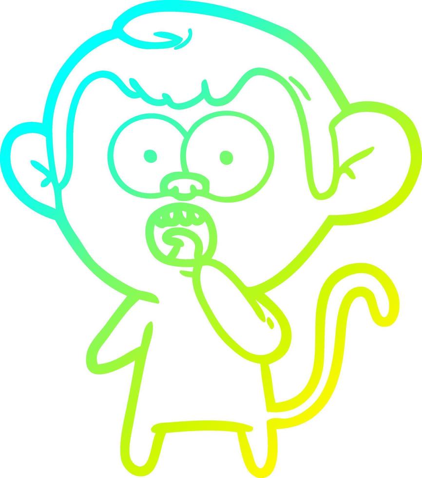 cold gradient line drawing cartoon shocked monkey vector