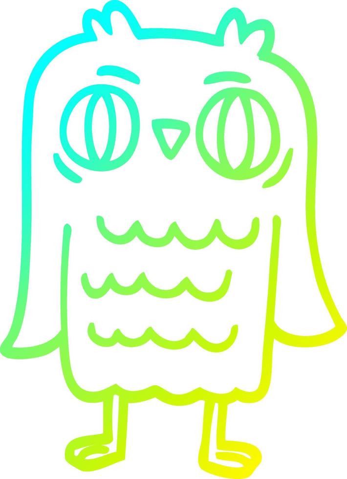 cold gradient line drawing cartoon owl vector