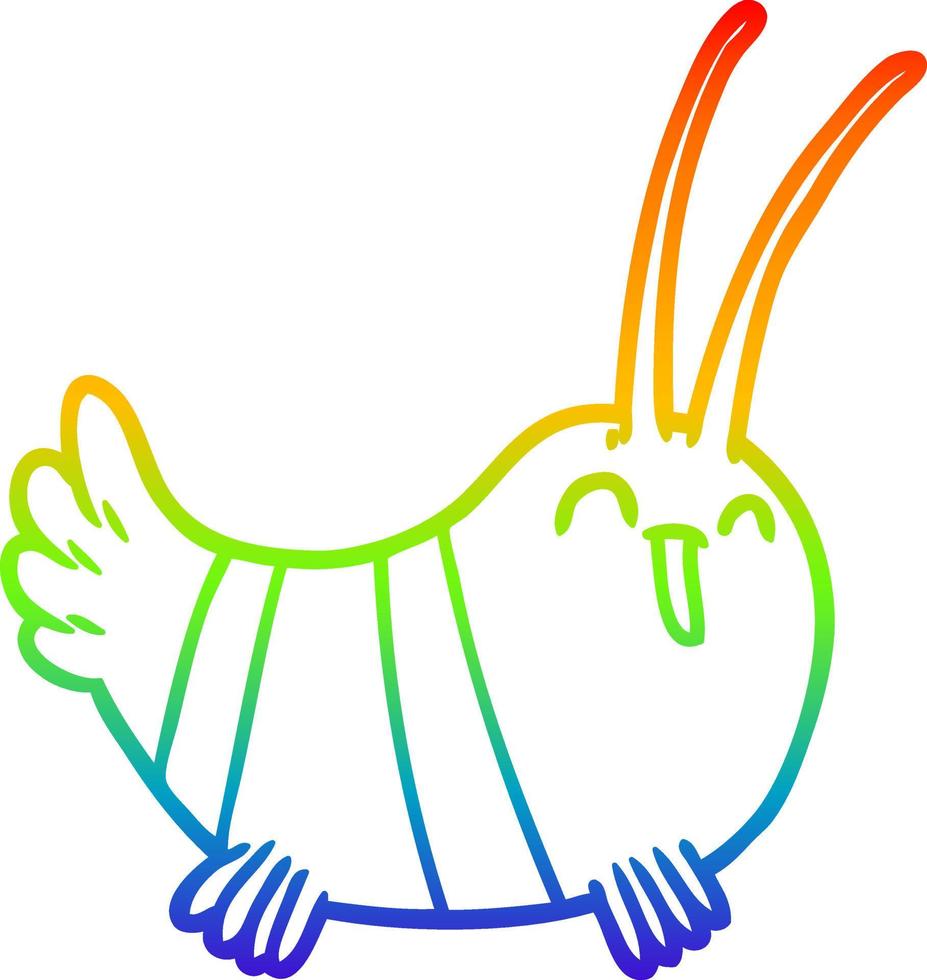 rainbow gradient line drawing cartoon crayfish vector