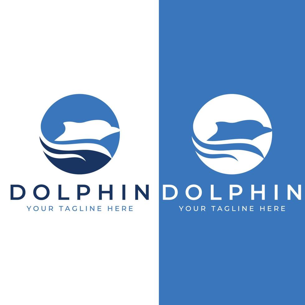 logotipo de delfín. delfines saltando sobre las olas del mar o la playa. con edición de ilustraciones vectoriales. vector