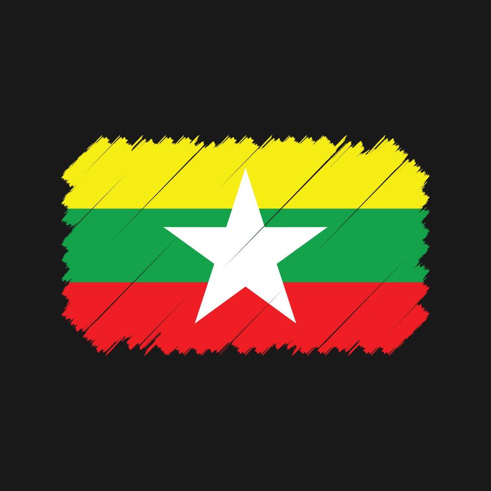 vector de pincel de bandera de myanmar. bandera nacional