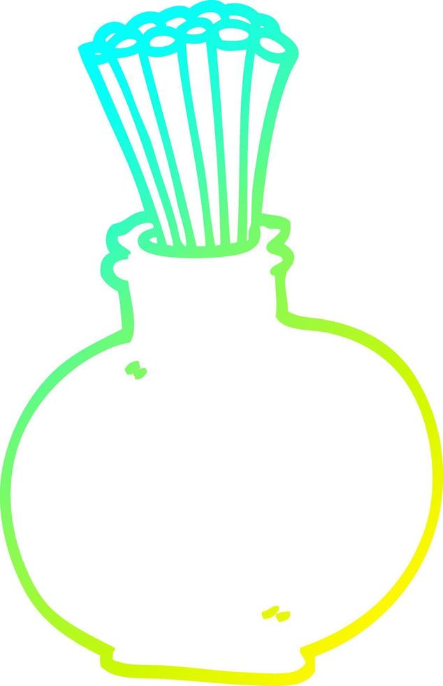 cold gradient line drawing cartoon jar of sticks vector