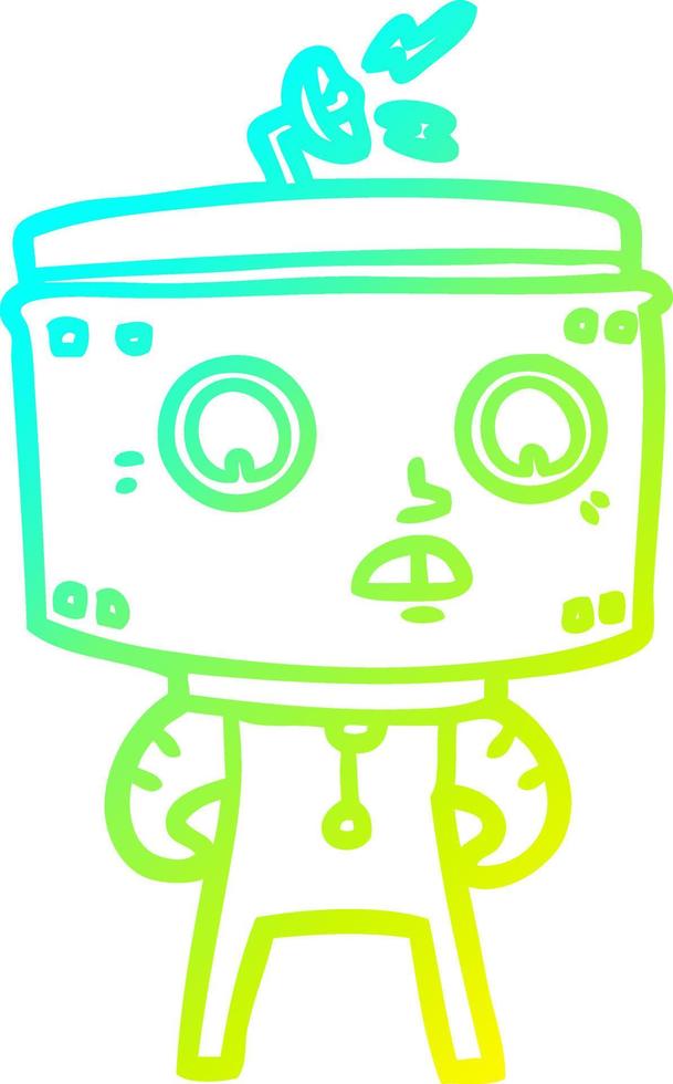 cold gradient line drawing cartoon robot vector