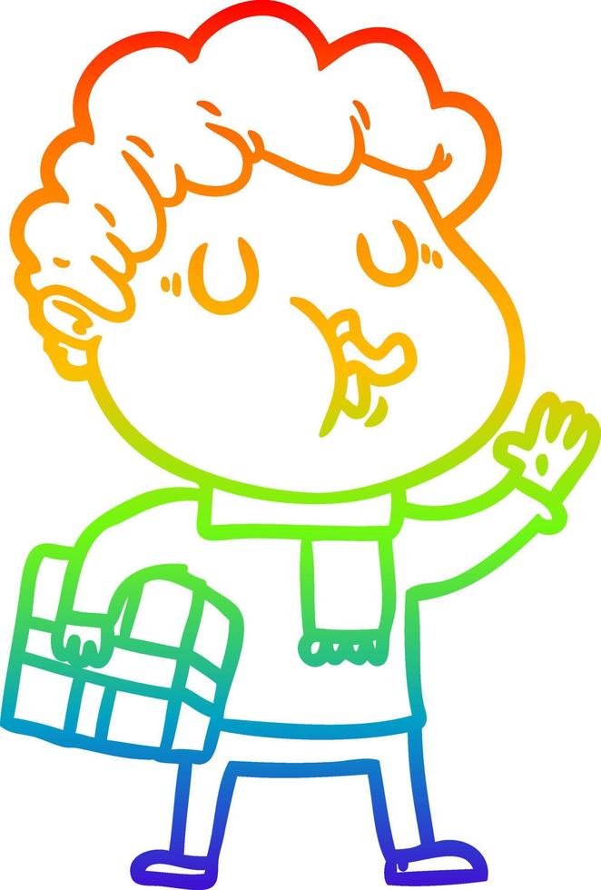 rainbow gradient line drawing cartoon man singing vector
