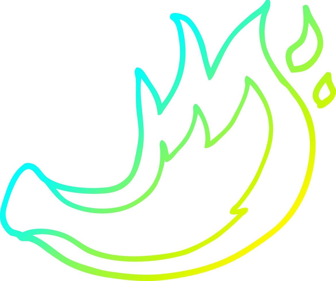 cold gradient line drawing cartoon flame vector