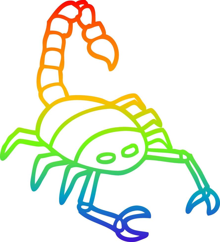 rainbow gradient line drawing cartoon scorpion vector