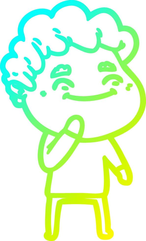 cold gradient line drawing cartoon friendly man vector