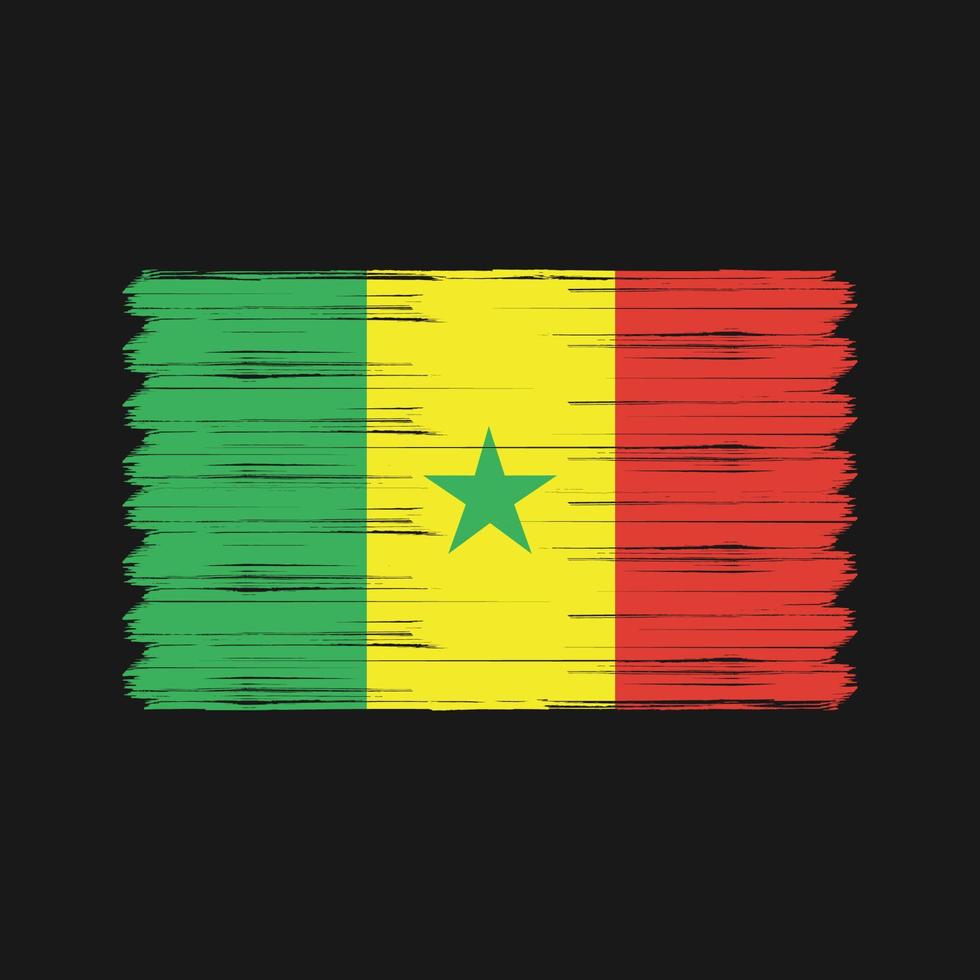 pincel de bandera senegalesa. bandera nacional vector