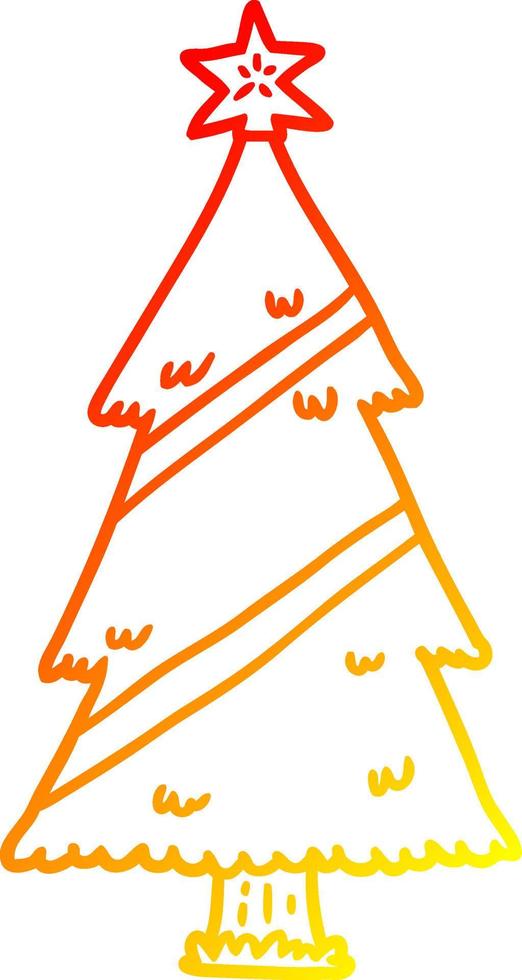línea de gradiente cálido dibujo árbol de navidad vector
