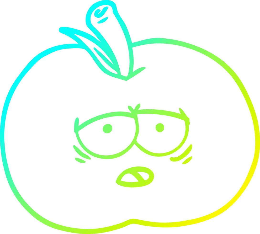 cold gradient line drawing cartoon apple vector