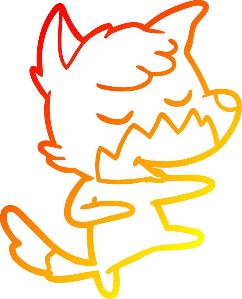 warm gradient line drawing friendly cartoon fox dancing vector