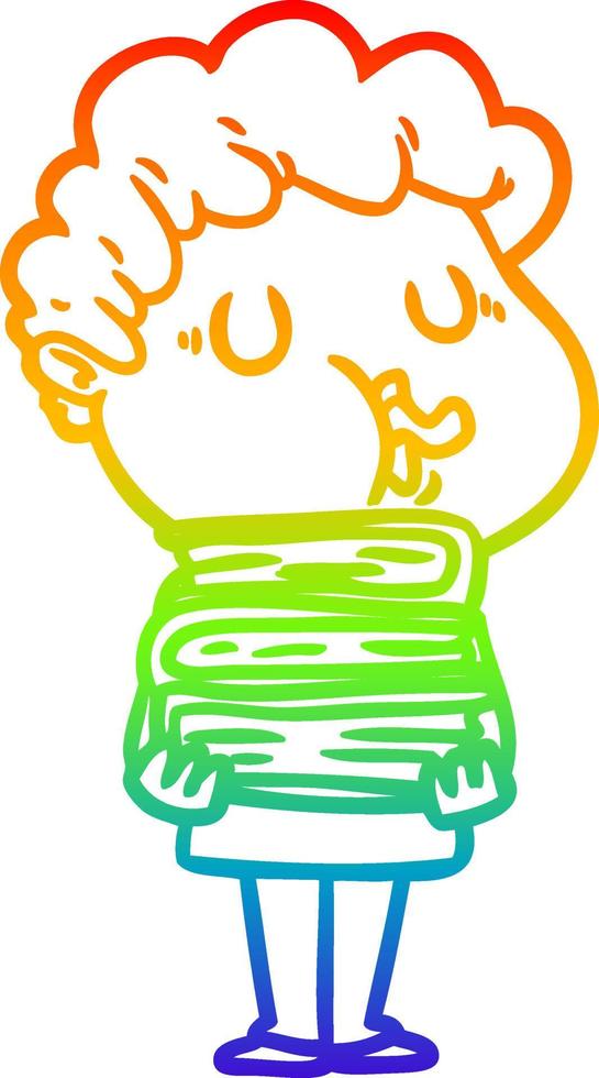 rainbow gradient line drawing cartoon man singing vector
