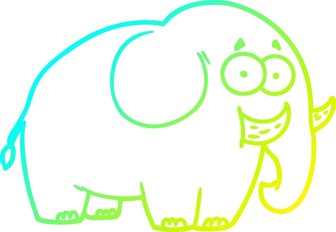 cold gradient line drawing cartoon elephant vector
