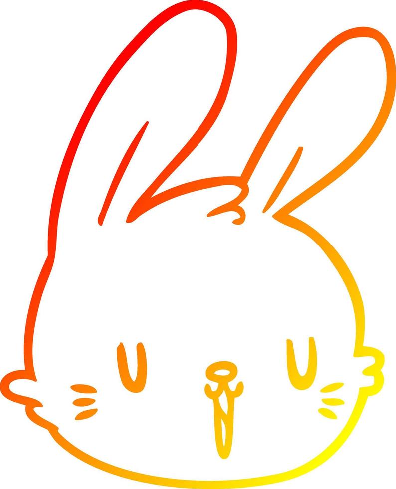 warm gradient line drawing cartoon rabbit face vector