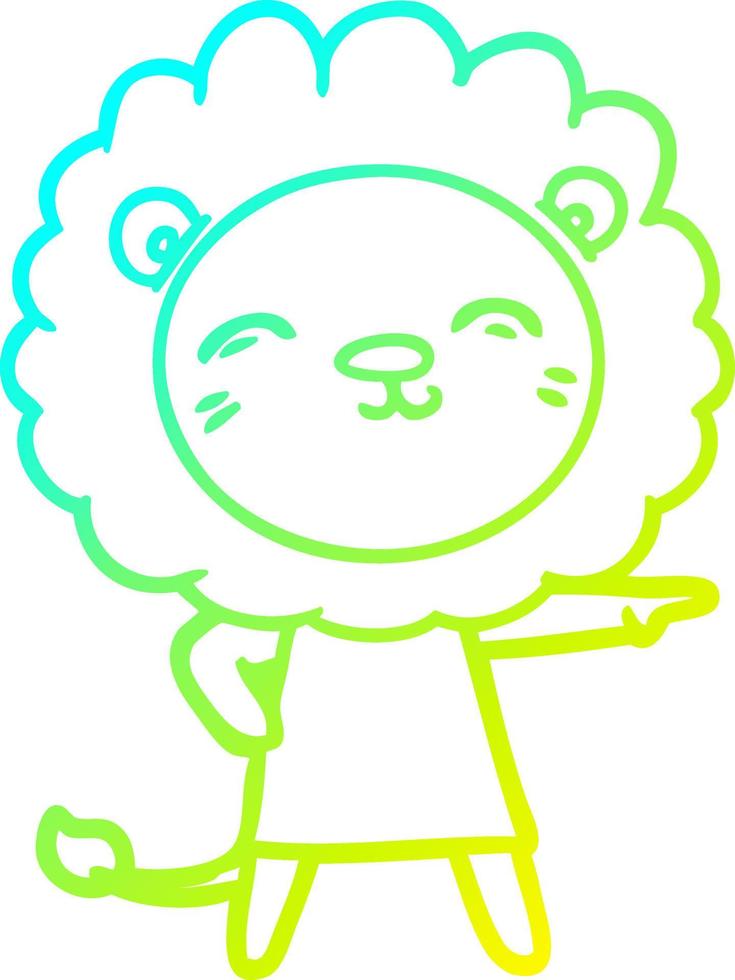 cold gradient line drawing cartoon lion vector