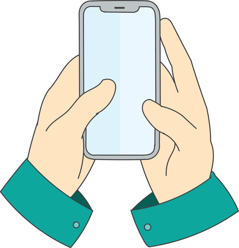 hand holding smartphone with blank screen vector