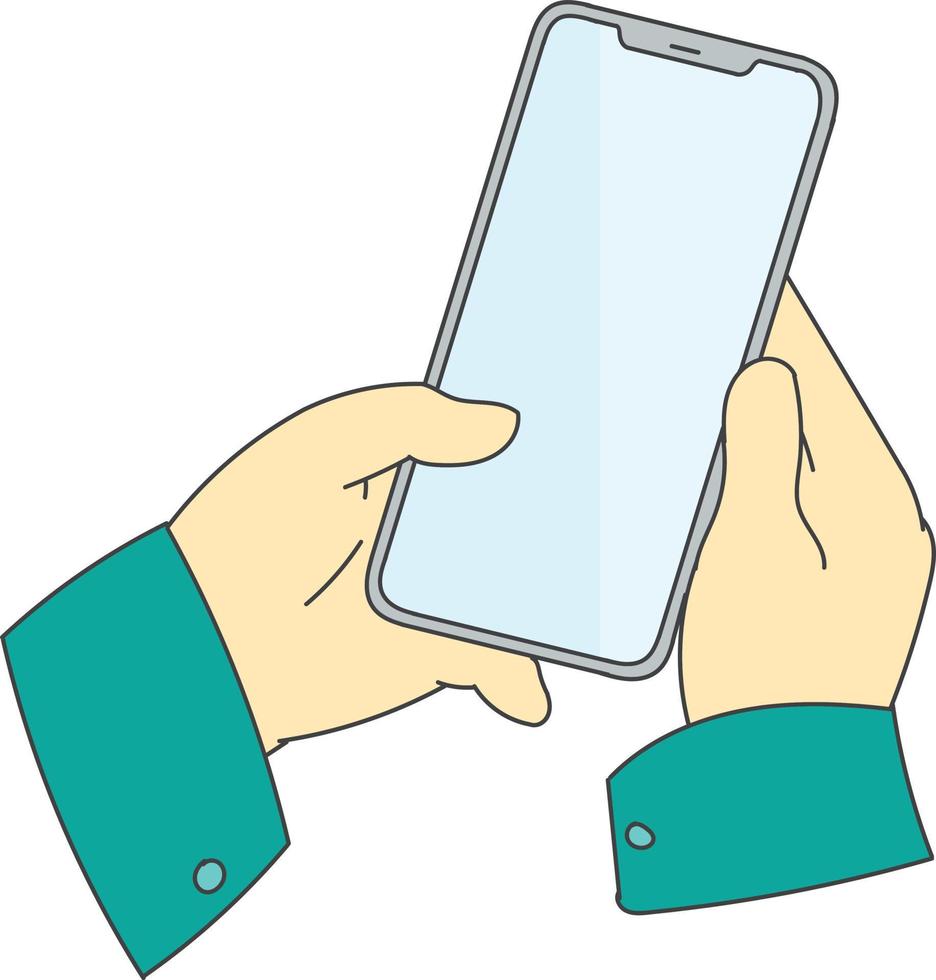 hand holding smartphone with blank screen vector