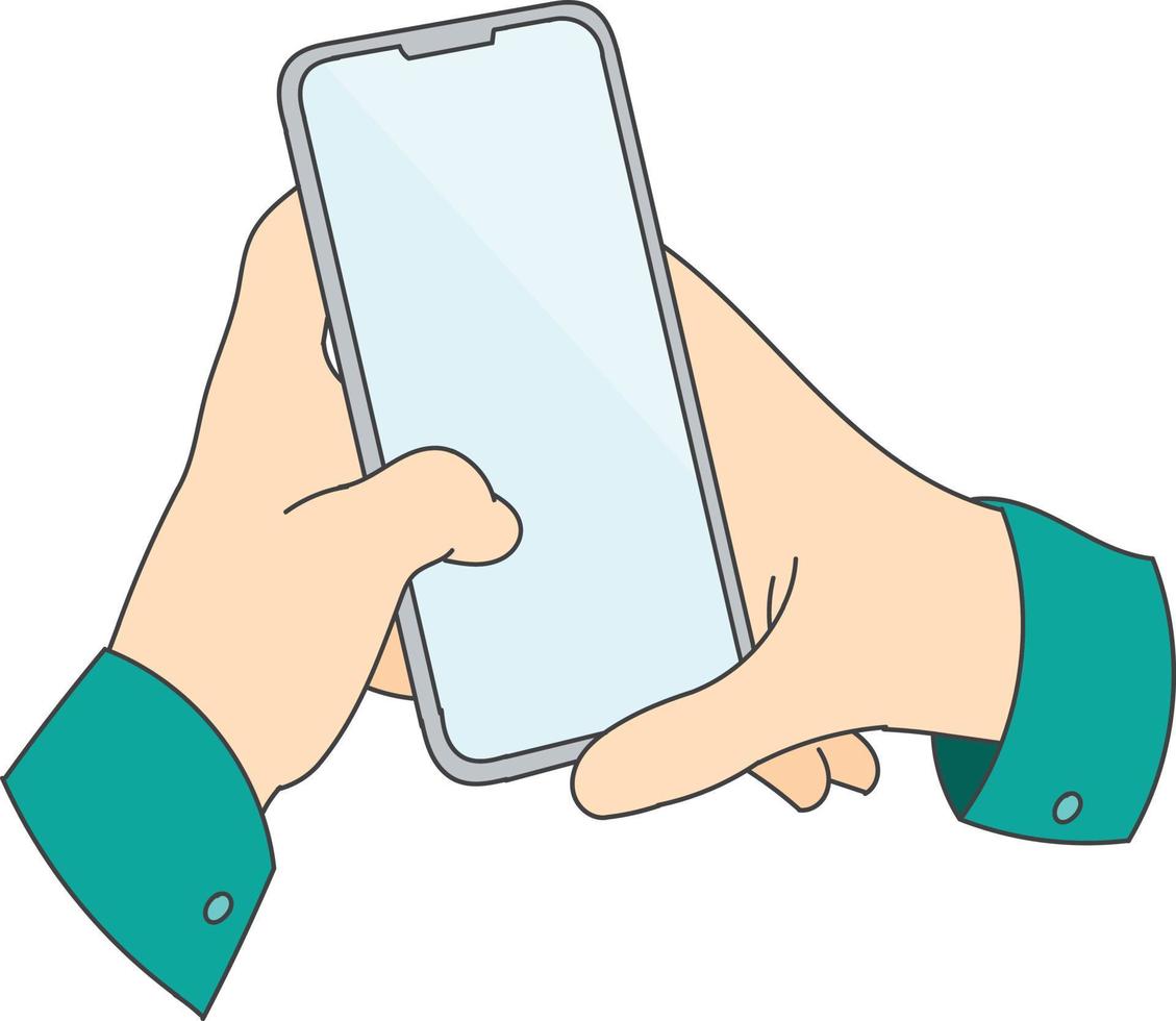 hand holding smartphone with blank screen vector