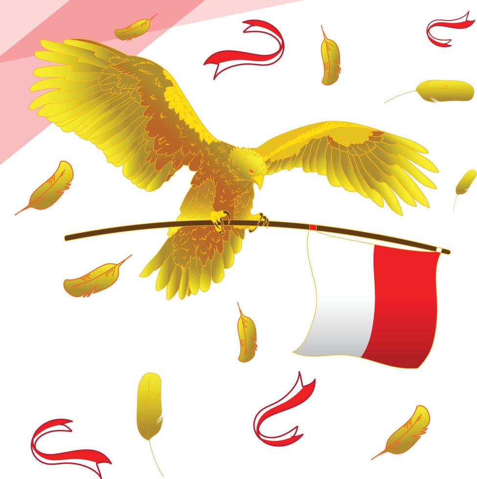 golden garuda celebrates indonesian independence day vector