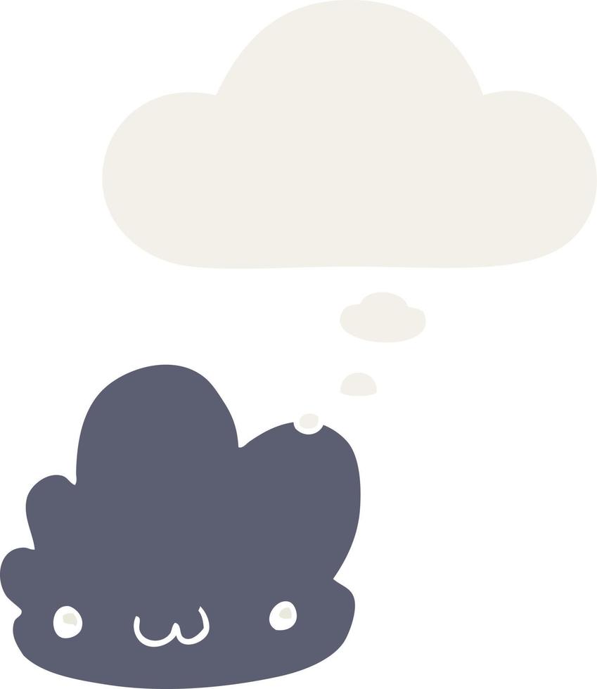 cute cartoon cloud and thought bubble in retro style vector