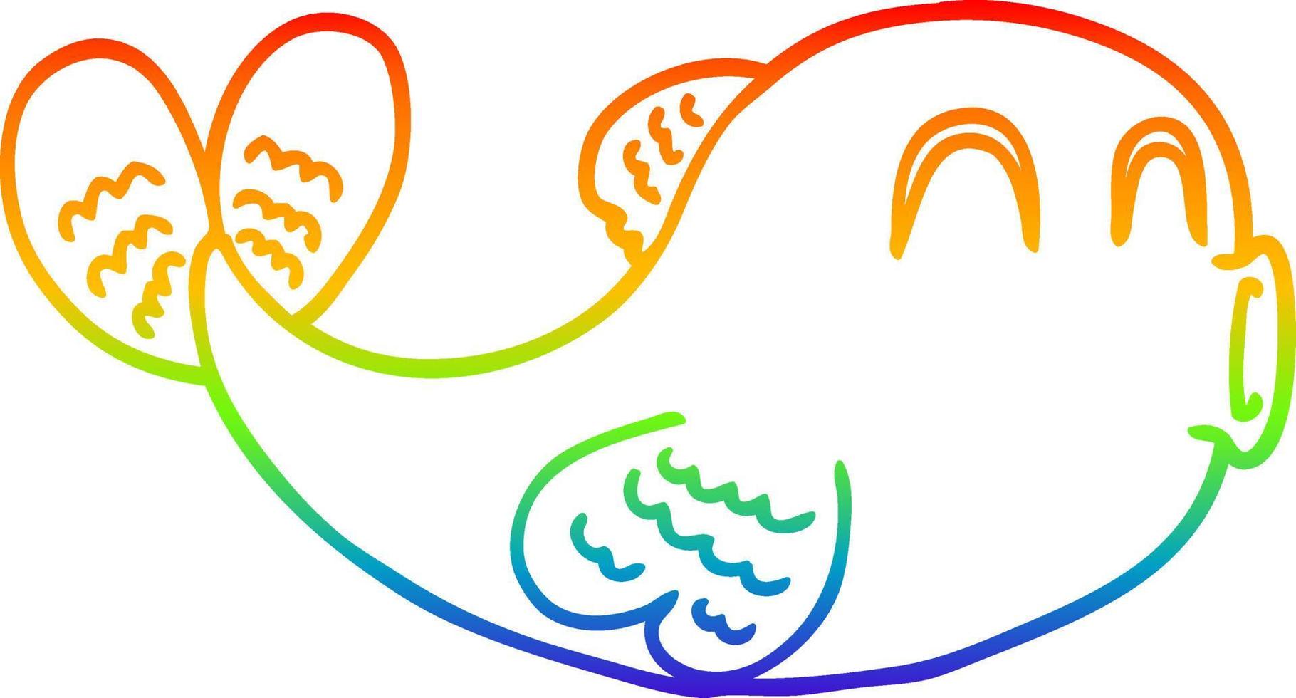 rainbow gradient line drawing cartoon fish vector