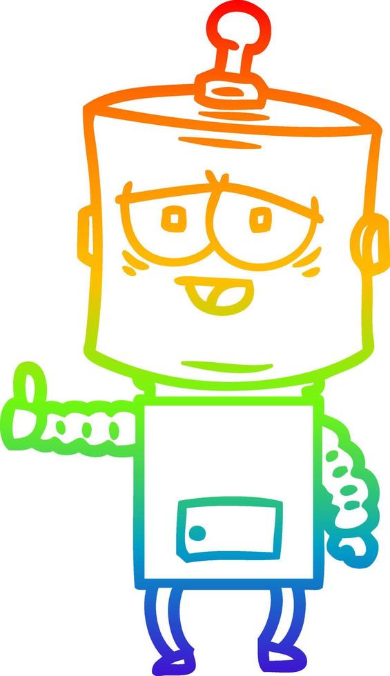 rainbow gradient line drawing cartoon robot vector