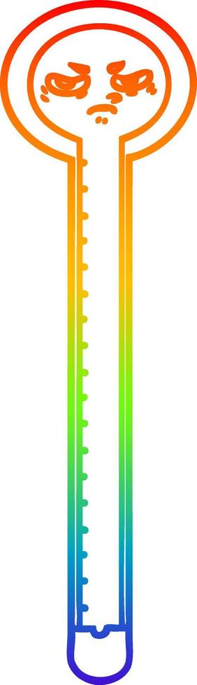 termómetro de dibujos animados de dibujo de línea de gradiente de arco iris vector