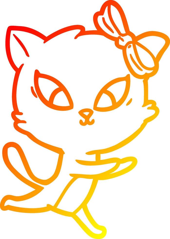 warm gradient line drawing cartoon cat vector