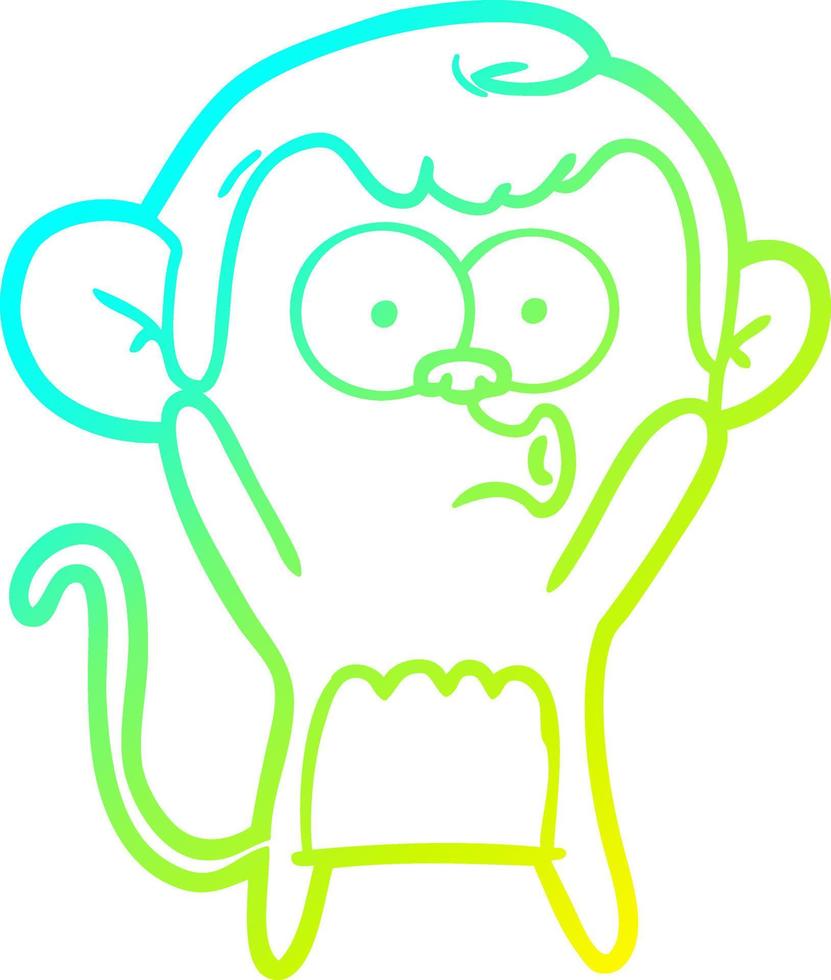 cold gradient line drawing cartoon surprised monkey vector