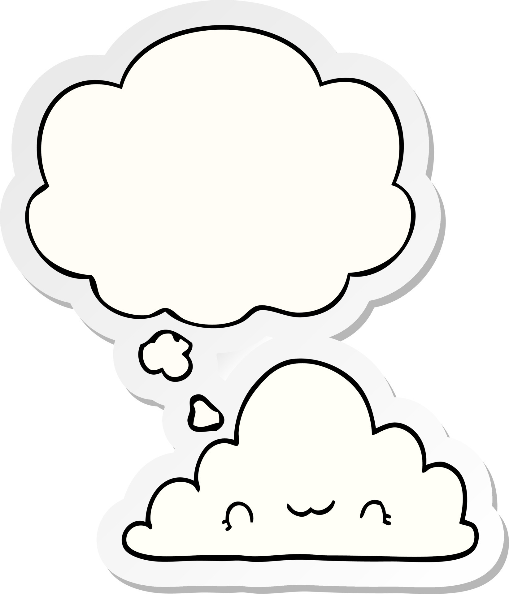 cute cartoon cloud and thought bubble as a printed sticker 10773575