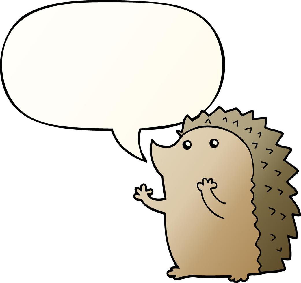 cartoon hedgehog and speech bubble in smooth gradient style vector