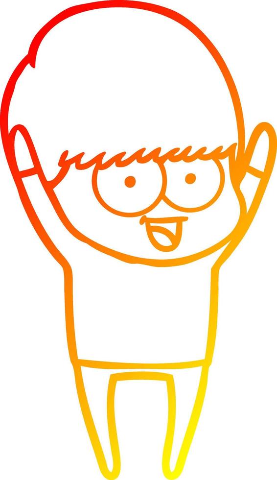 warm gradient line drawing happy cartoon boy vector