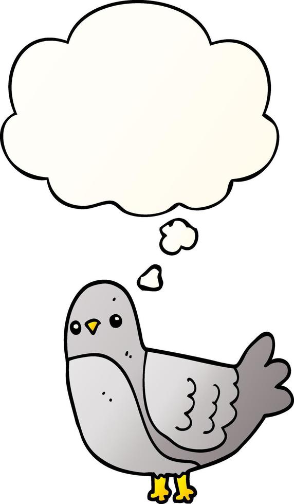 cartoon bird and thought bubble in smooth gradient style vector