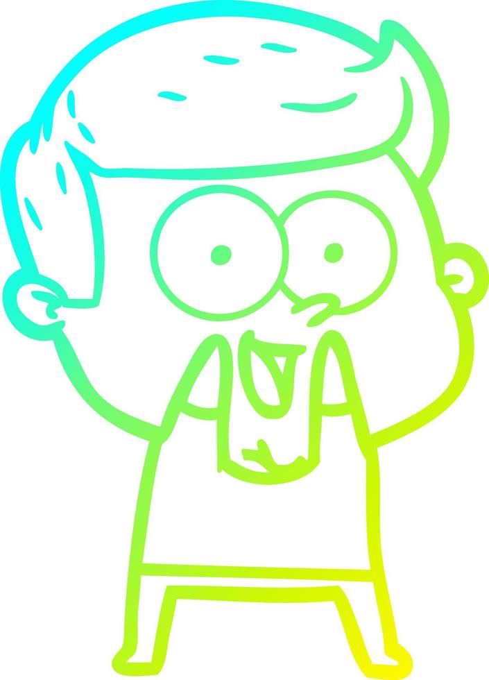 cold gradient line drawing cartoon happy man vector
