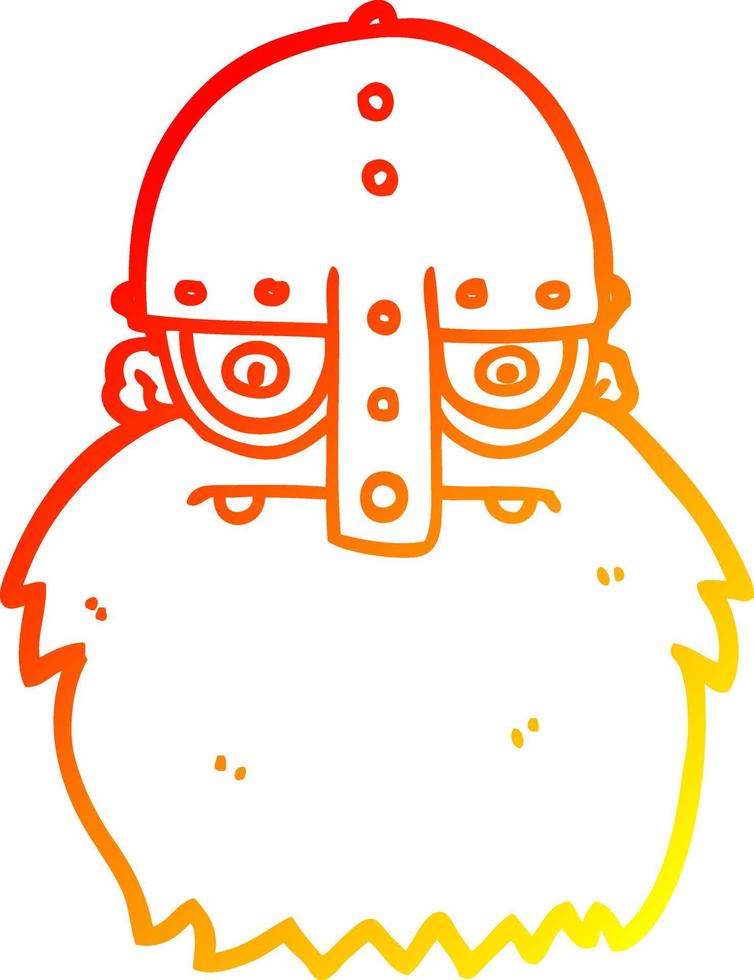 warm gradient line drawing cartoon viking face vector