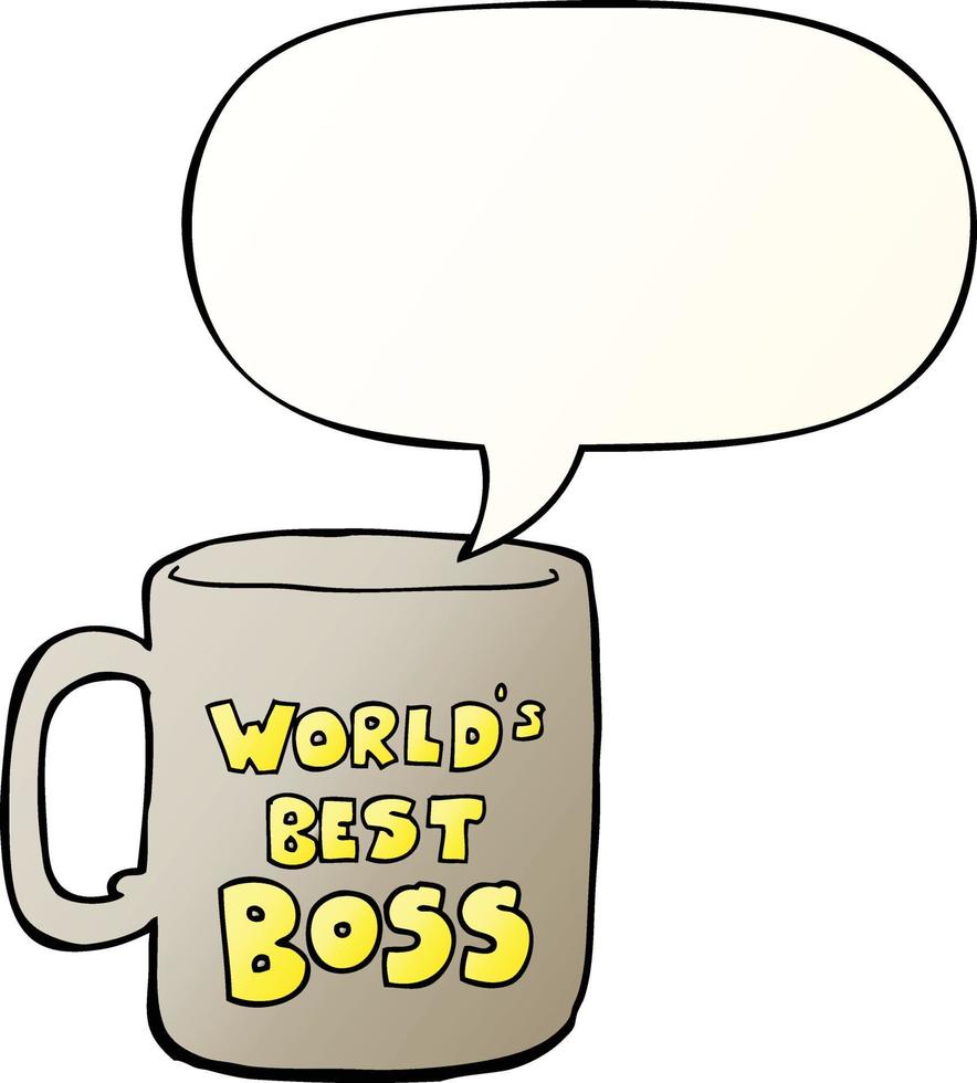 worlds best boss mug and speech bubble in smooth gradient style vector