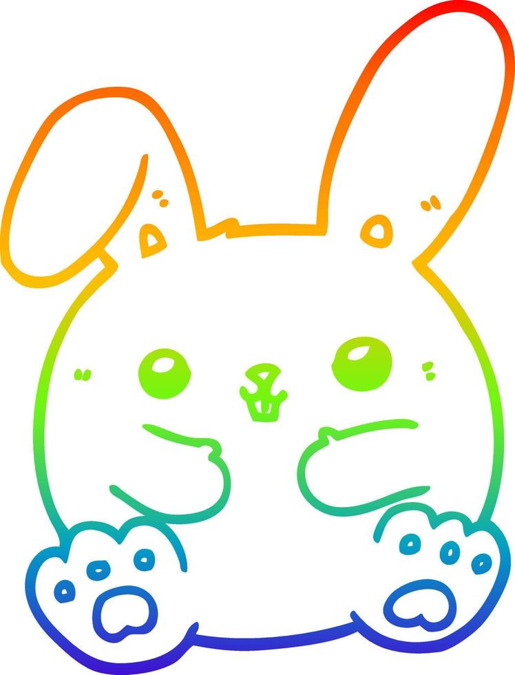 rainbow gradient line drawing cartoon rabbit vector