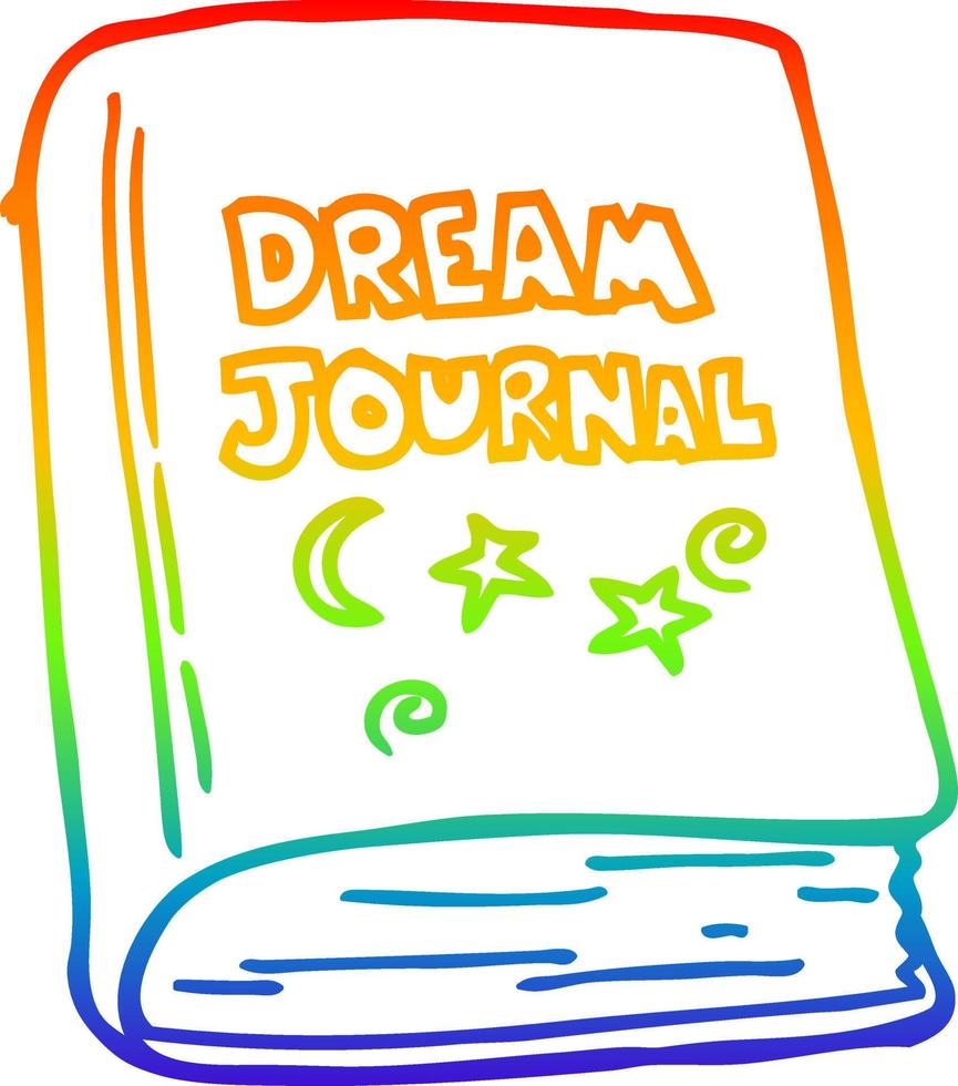 rainbow gradient line drawing cartoon dream journal vector
