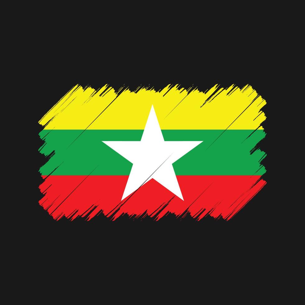 Myanmar Flag Brush. National Flag vector