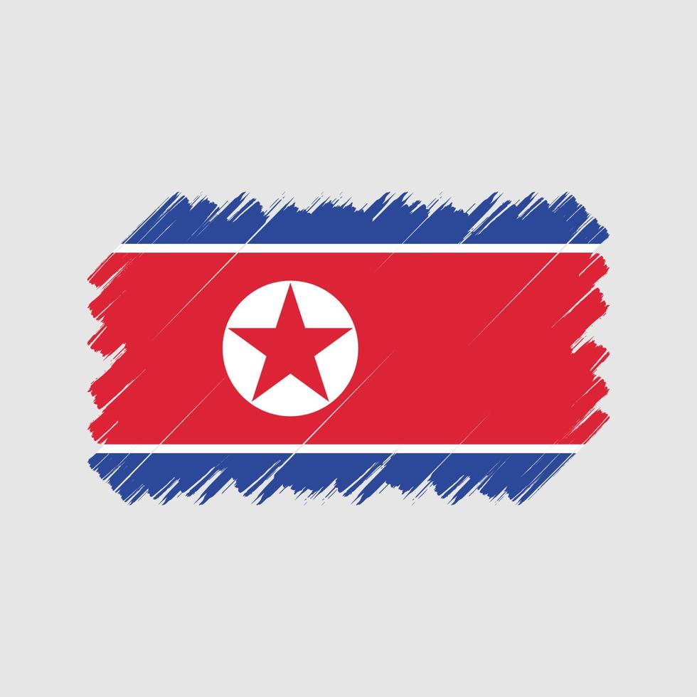 pincel de bandera de corea del norte. bandera nacional vector