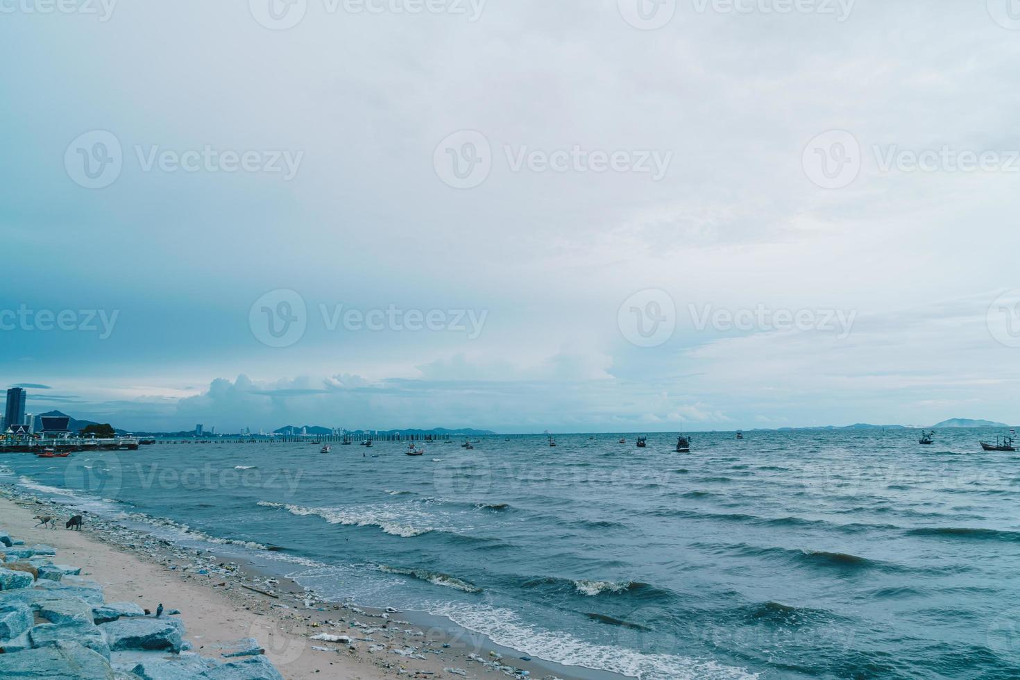 garbage and trash on beach photo