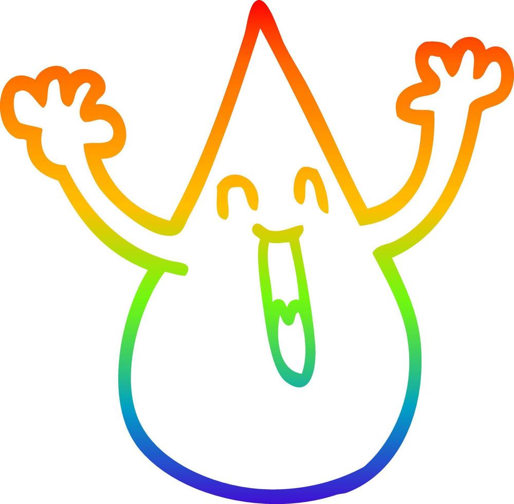 gota de lluvia de dibujos animados de dibujo de línea de gradiente de arco iris vector