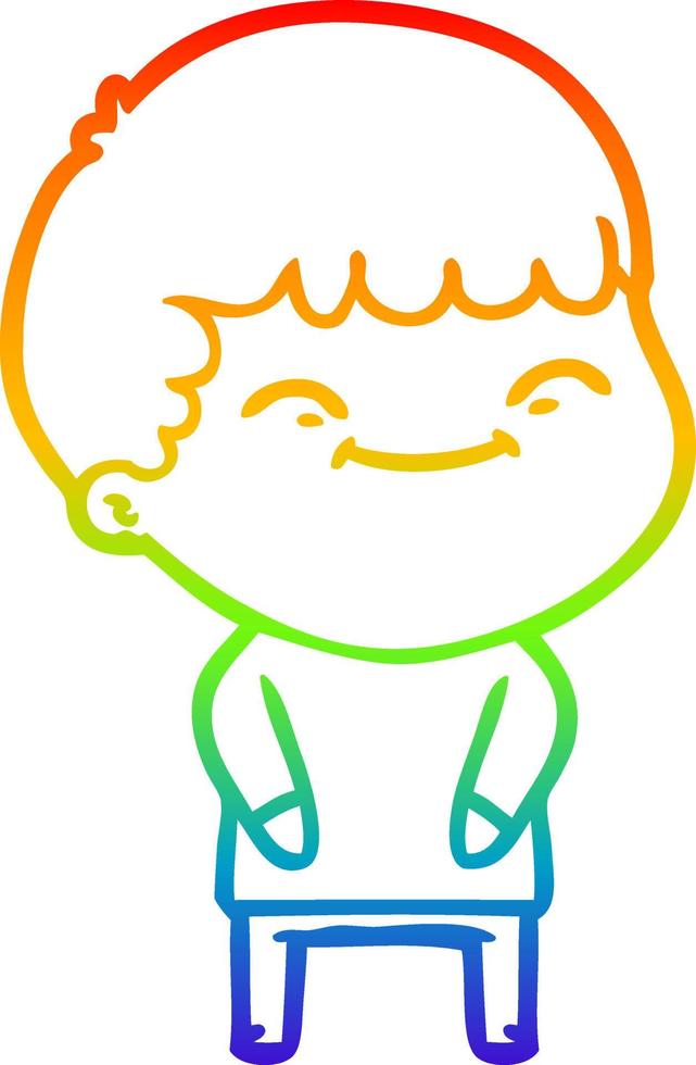 rainbow gradient line drawing cartoon happy boy vector