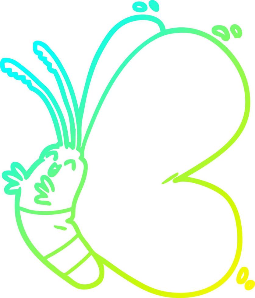 línea de gradiente frío dibujo mariposa de dibujos animados divertidos vector