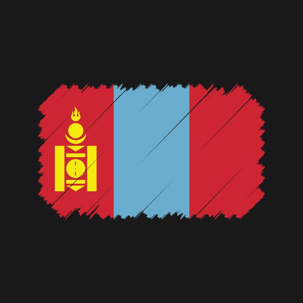vector de pincel de bandera de mongolia. bandera nacional