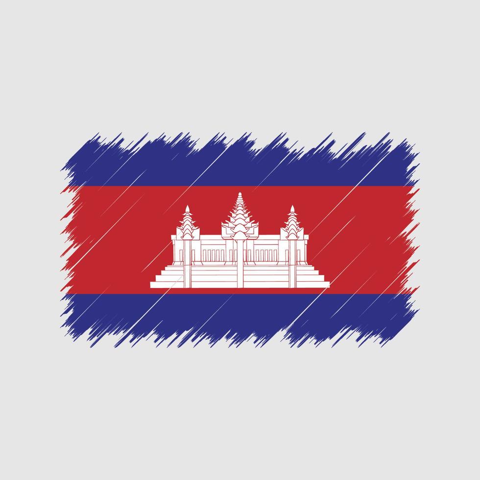 trazos de pincel de la bandera de camboya. bandera nacional vector