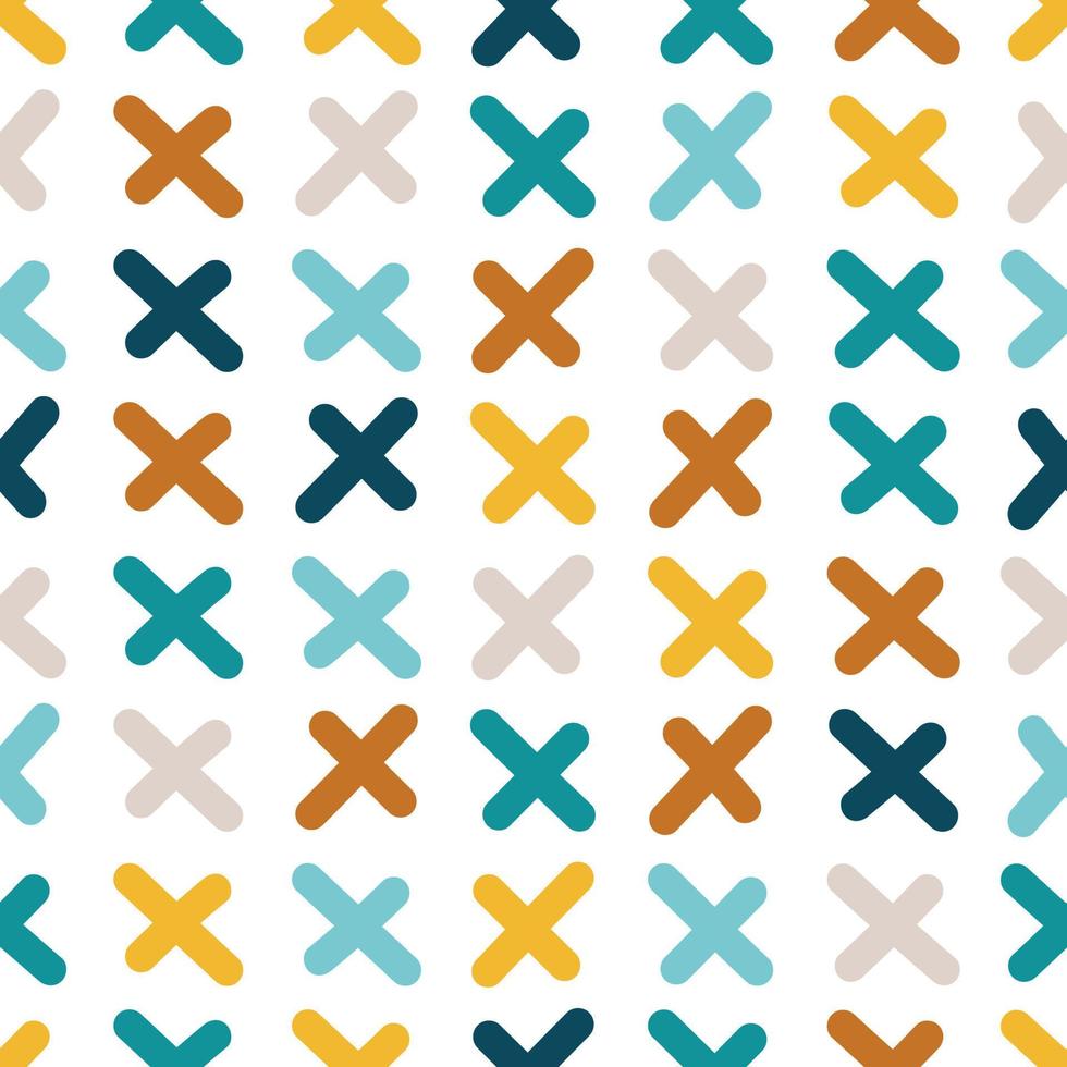Hand drawn abstract cross seamless pattern. Plus sign endless wallpaper. Doodle style. vector