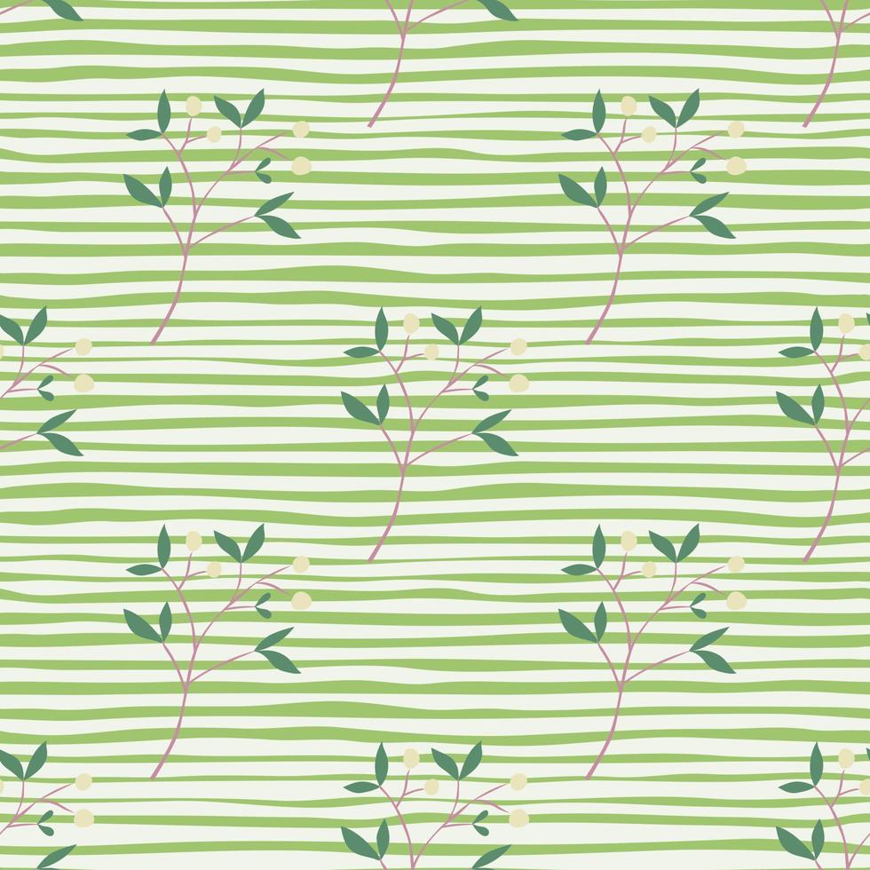 elementos de baya dibujados a mano con hojas de patrones sin fisuras. fondo de pantalla de plantas botánicas de garabatos. vector