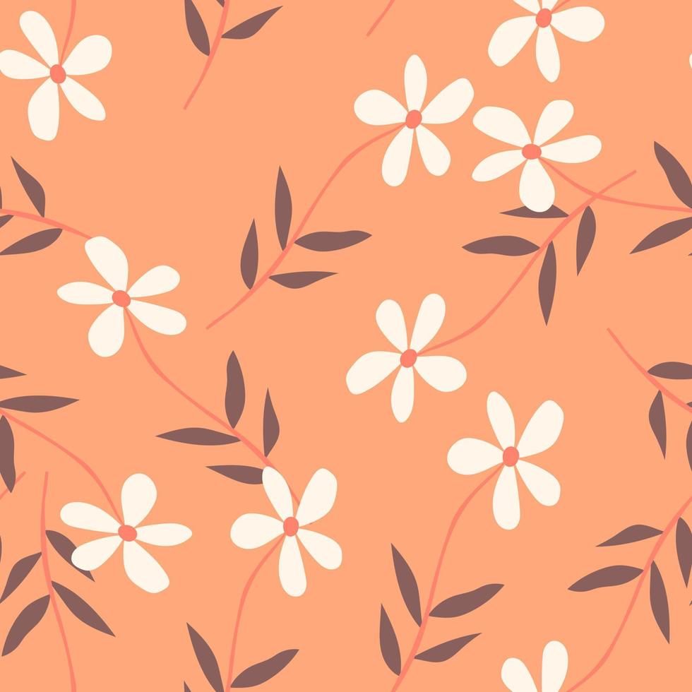 Doodle ditsy flowers seamless pattern. Cute chamomile print. Floral ornament. Pretty botanical backdrop vector